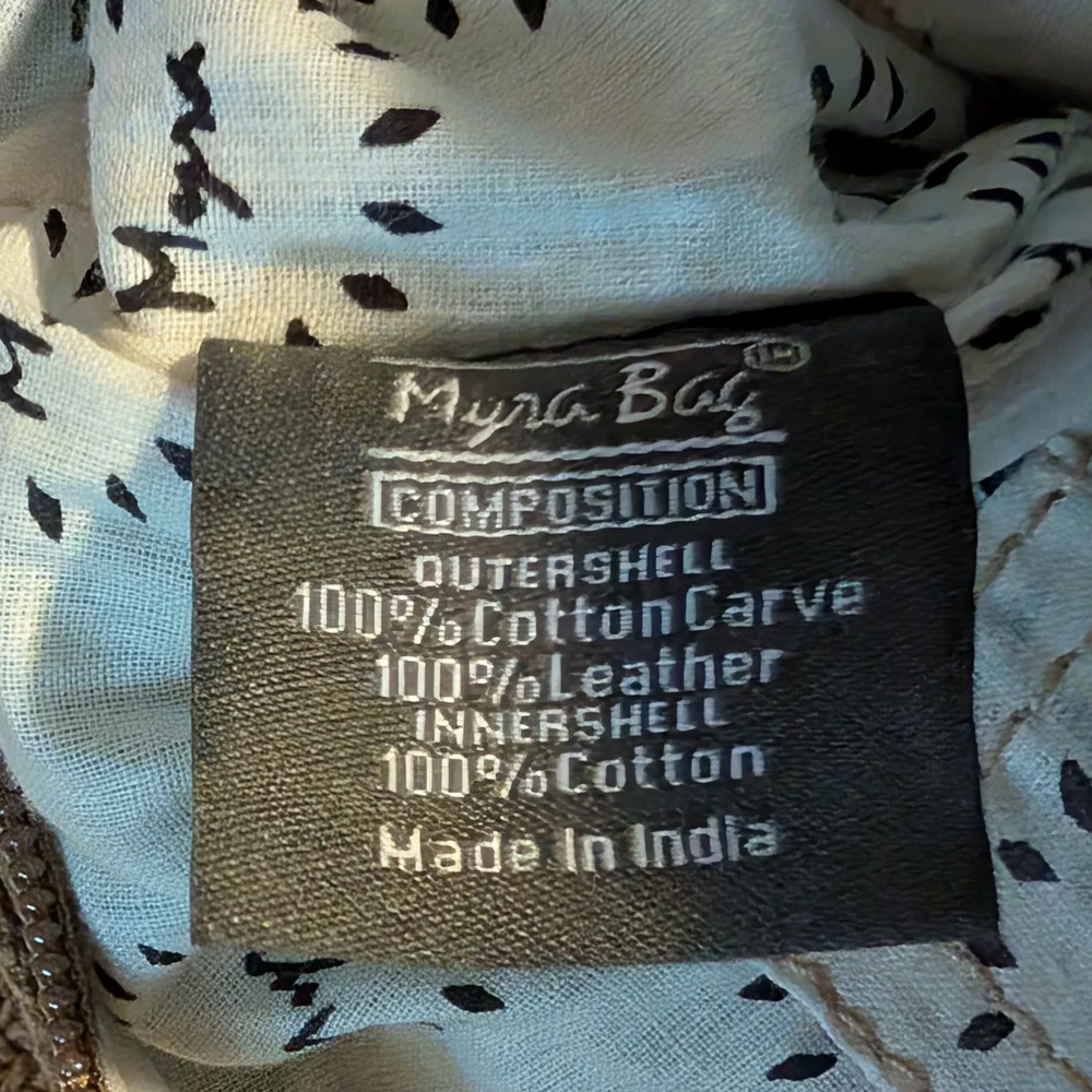 Myra Bag Boho Cotton Carve Leather Crossbody Purse Bag